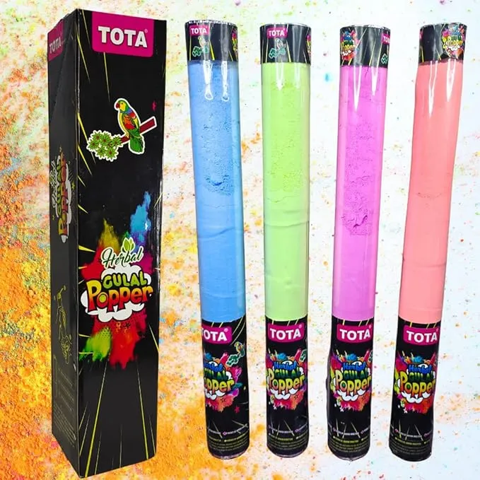 TOTA Herbal Gulal Popper | Vibrant Holi Color Blast (50cm, 4 x 100g, Multicolor) TOTA Herbal Gulal Popper | Vibrant Holi Color Blast (50cm, 4 x 100g, Multicolor)