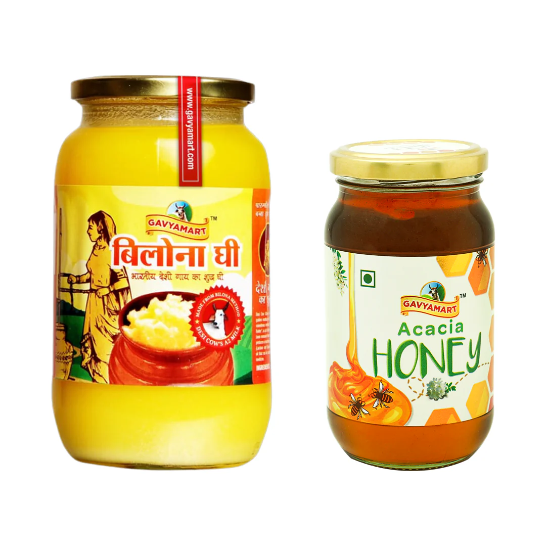 A2 Cow Bilona Ghee (1L) + Acacia Honey Raw(500g) A2 Cow Bilona Ghee (1L) + Acacia Honey Raw(500g)
