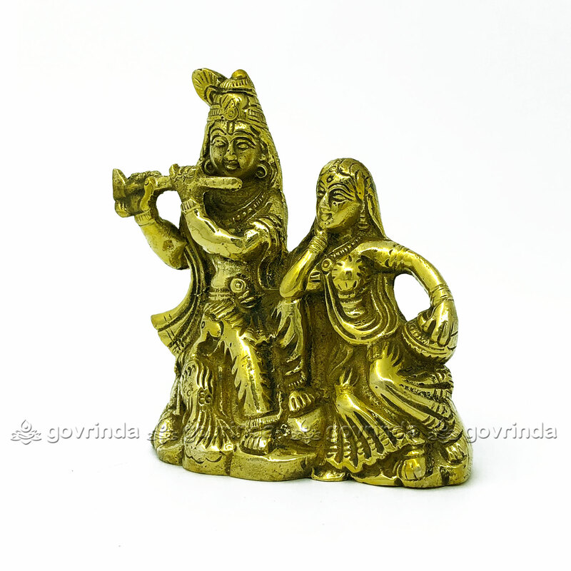 Radha Krishna Brass Idol | Yellow Statue Playing Flute | Home Decorative Joint Idol 4.5 Inches Radha Krishna Brass Idol | Yellow Statue Playing Flute | Home Decorative Joint Idol 4.5 Inches