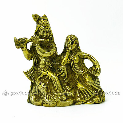 Radha Krishna Brass Idol | Yellow Statue Playing Flute | Home Decorative Joint Idol 4.5 Inches Radha Krishna Brass Idol | Yellow Statue Playing Flute | Home Decorative Joint Idol 4.5 Inches